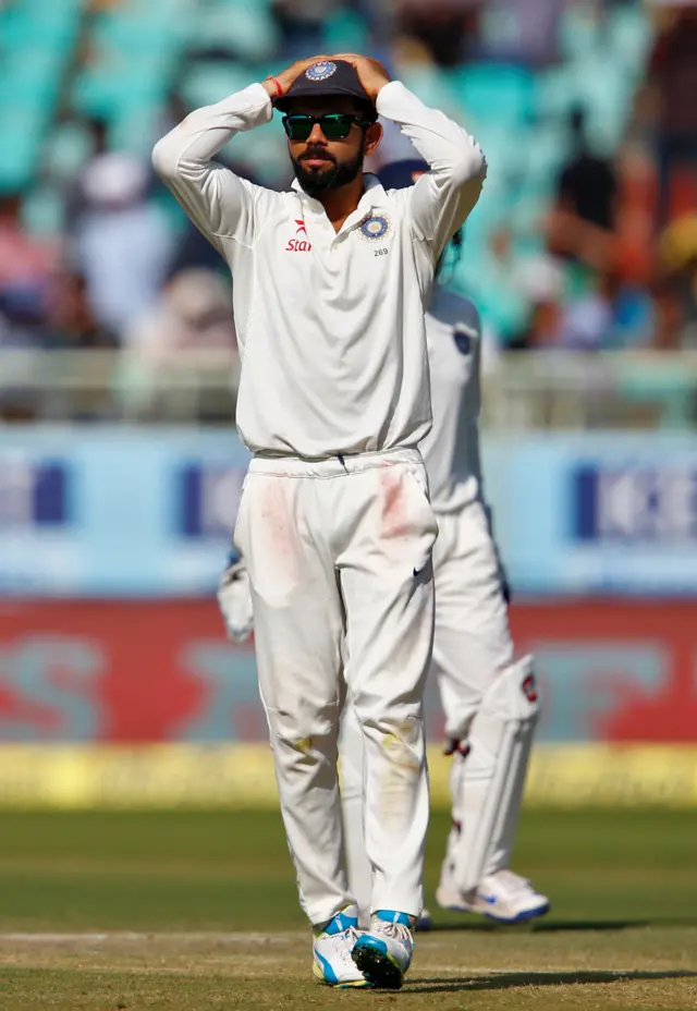 India's Virat Kohli looking frustrated