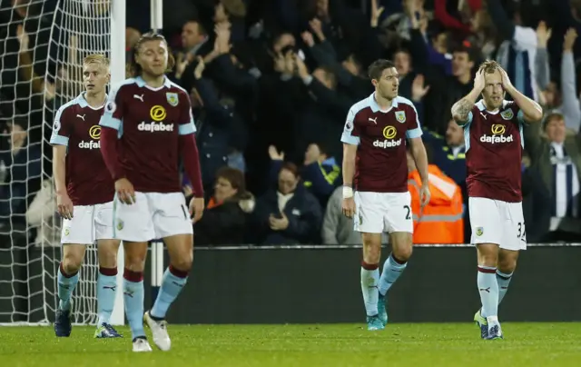 Burnley players look dejected