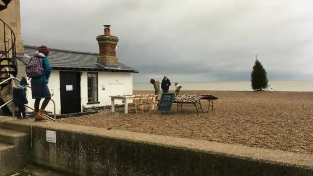 Christmas tree on Aldeburgh beach