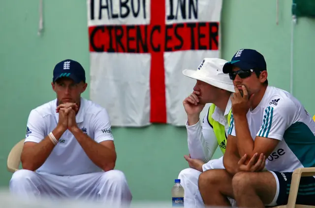 England's Joe Root and Alastair Cook