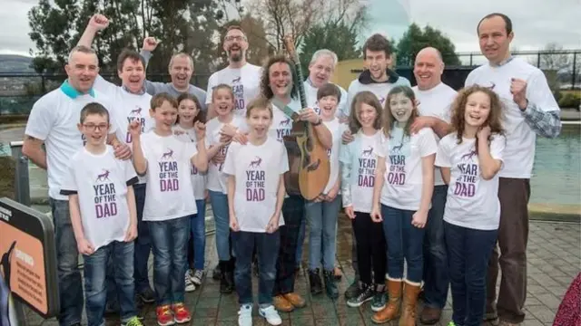 Fathers with children at launch