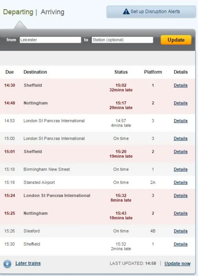 Leicester train departures