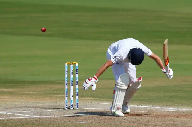 England's Joe Root gets out lbw