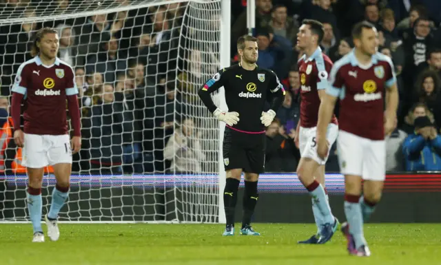 Tom Heaton looks dejected