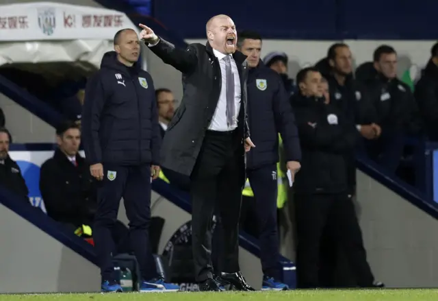 Burnley manager Sean Dyche gestures