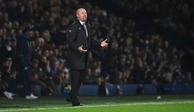 Sean Dyche manager of Burnley reacts