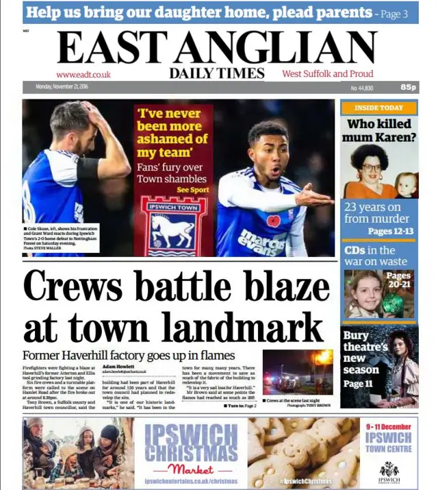 Front page of west edition of EADT