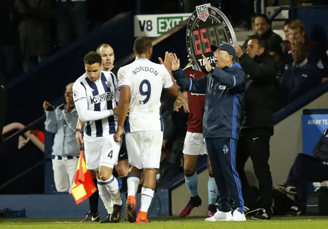 Hal Robson-Kanu comes on for Salomon Rondon