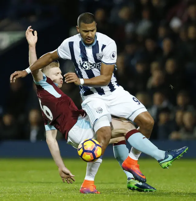 Ben Mee fouls Salomon Rondon