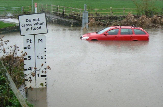 Car in floodwater