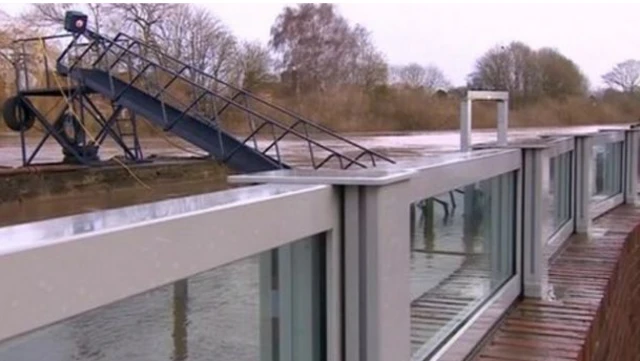 Flood wall in Upton-upon-Severn