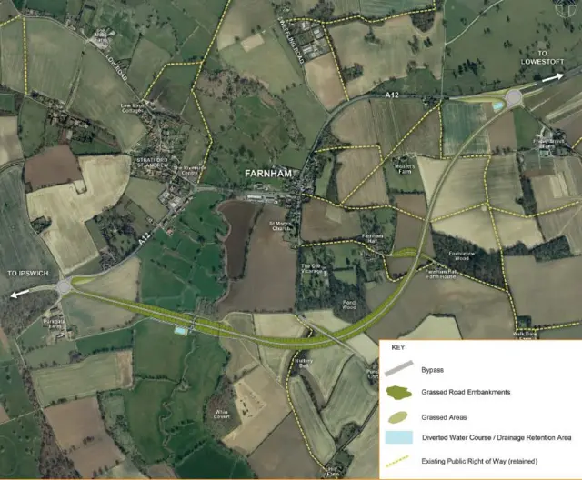 Farnham & Stratford St Andrew by-pass map