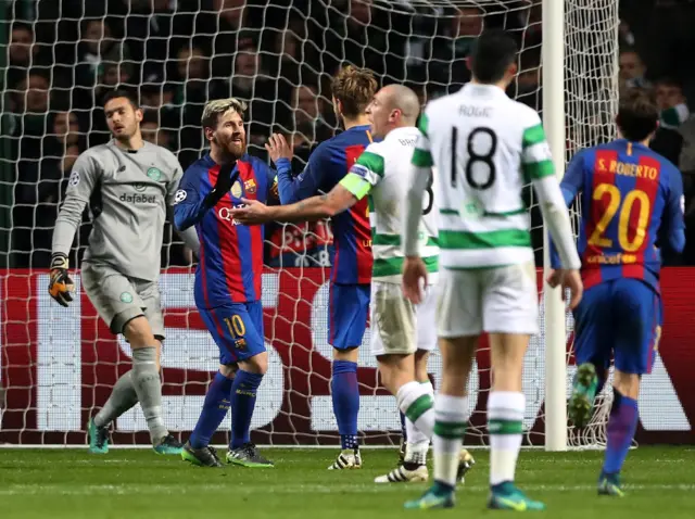 Lionel Messi celebrates his second goal