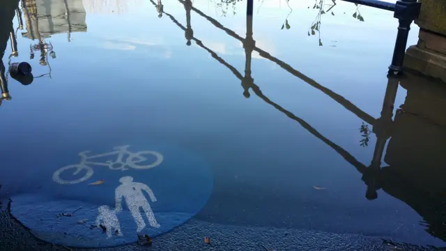 Flooded footpath