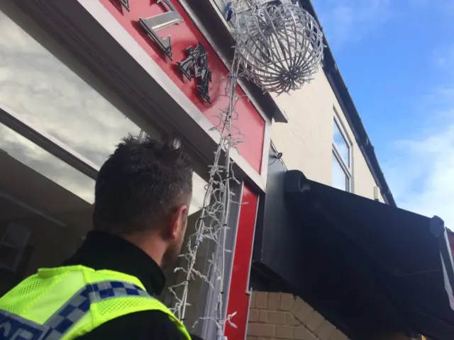 Police looking at lights