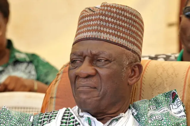 Cameroonian opponent John Fru Ndi looks on during an electoral meeting in Yaounde on October 8, 2011