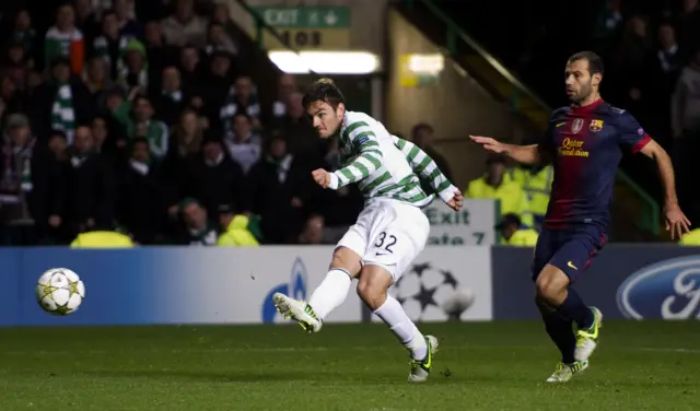 Tony Watt on target against Barcelona