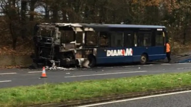 Burned-out bus