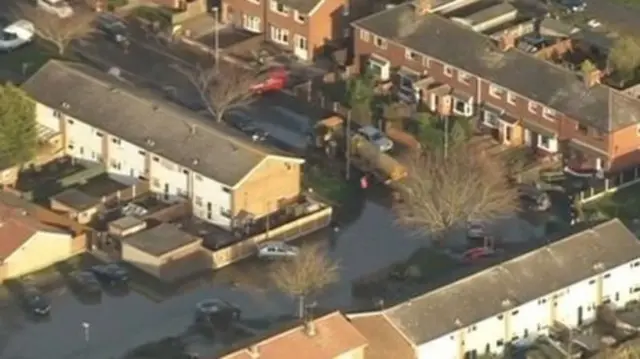 Homes in a Hull street flooded