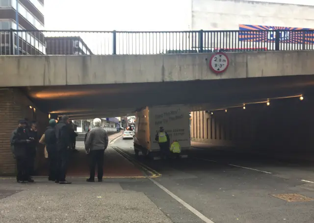 Lorry stuck