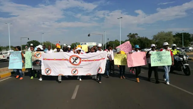 Journalists demonstrating in Botswana