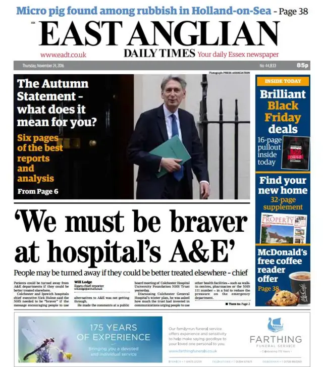 EADT front on 24 November