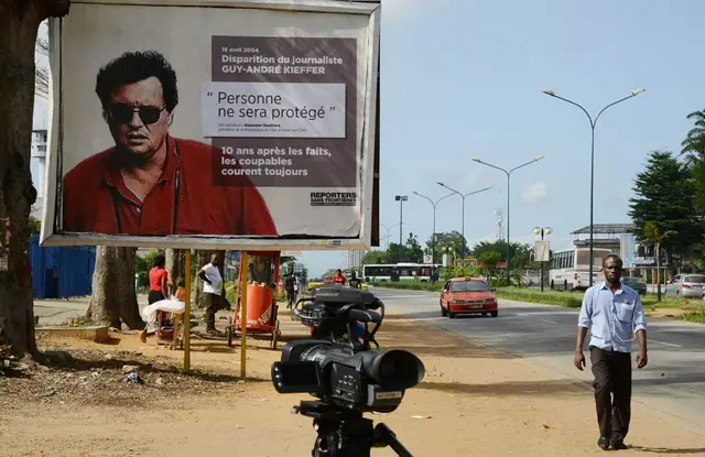 A poster in Ivory Coast showing Mr Kieffer as part of a campaign to find out what happened to him