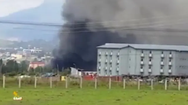 A photo of the prison fire in Ethiopia