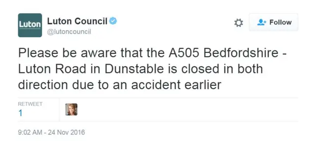 Tweet from Luton Council