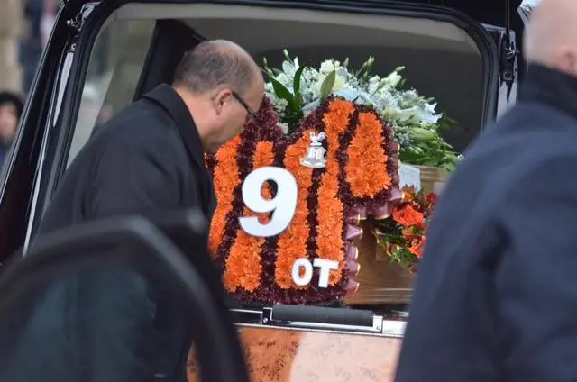 Large numbers of mourners attend funeral of Bradford City legend