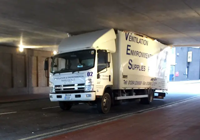 Lorry stuck