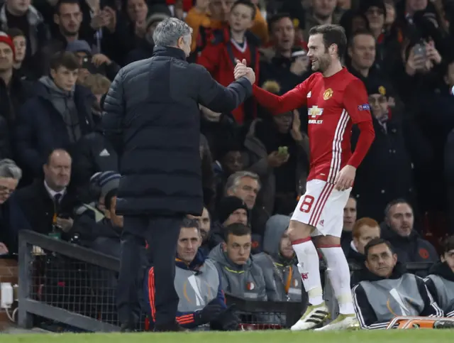 Jose Mourinho and Juan Mata