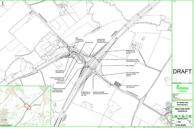 Map showing A46 link road