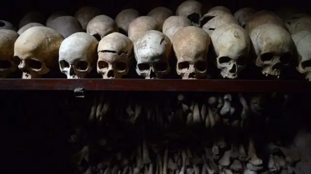 The skulls of some of those killed in Nyamata church