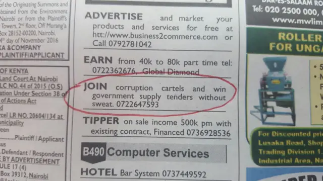 Ad reads join corruption cartels and win government supply tenders without sweat