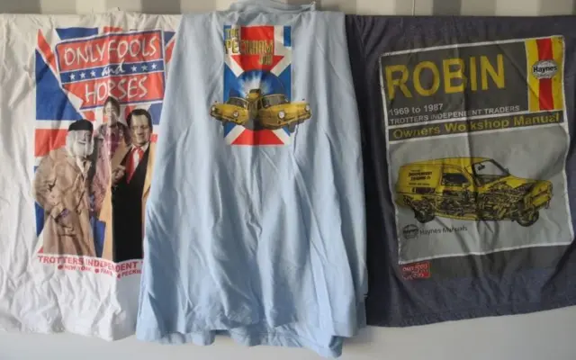 Three tee-shirts with images from Only Fools and Horses