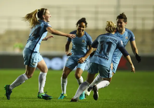 Manchester City women celebrate