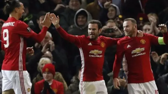 Zlatan Ibrahimovic assisted Wayne Rooney's opener and Rooney set up Mata for the second