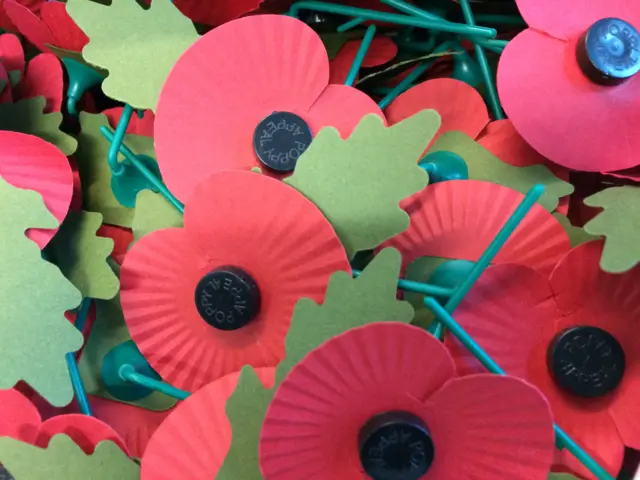 Red poppies, as sold by the Royal British Legion