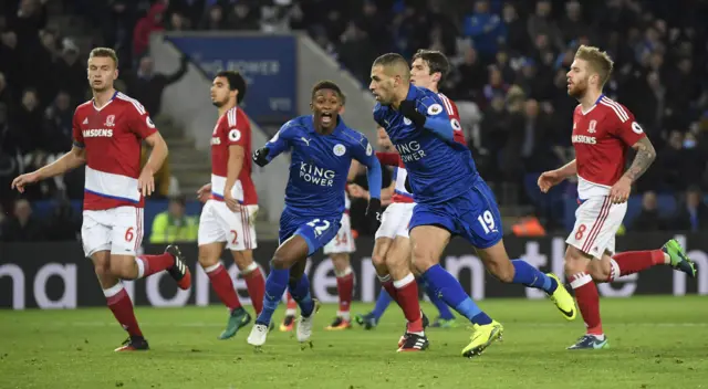 Slimani celebrates