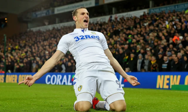 Chris Wood celebrates goal for Leeds