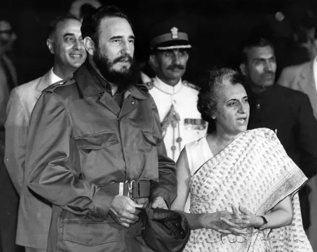 Fidel Castro with Indira Gandhi