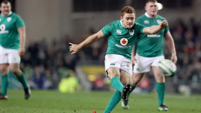 Ireland's Paddy Jackson kicks a penalty