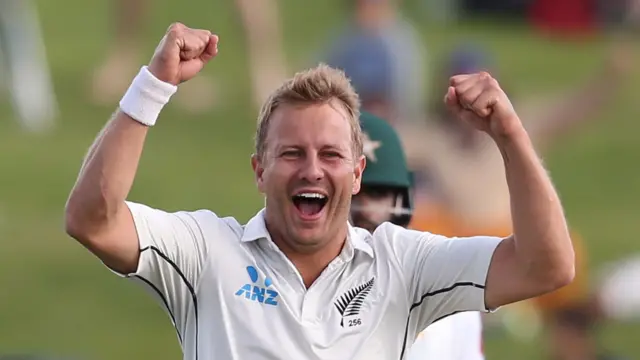 Neil Wagner celebrates a wicket