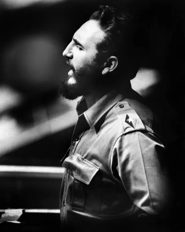 Cuban Prime Secretary of the Cuban Communist party and President of the State Council Fidel Castro addresses delegates of the General Assembly of the United Nations in a 4:29-hour speech, 26 September 1960 in New York