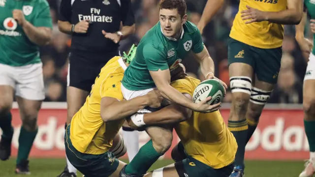 Ireland's Paddy Jackson on the attack