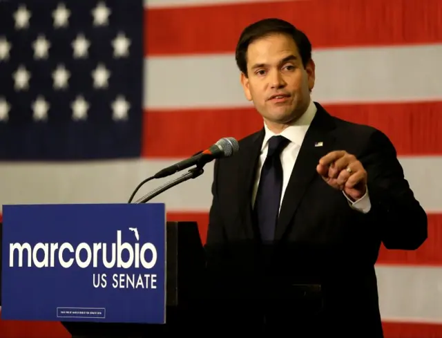 n this photo taken Aug. 30, 2016, Sen. Marco Rubio, R-Fla. speaks at a primary election party in Kissimmee, Fla