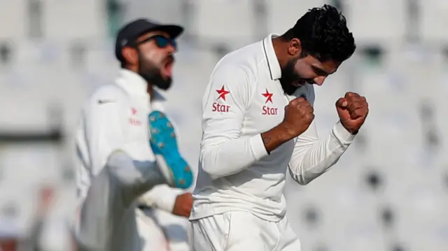 Ravi Jadeja celebrates