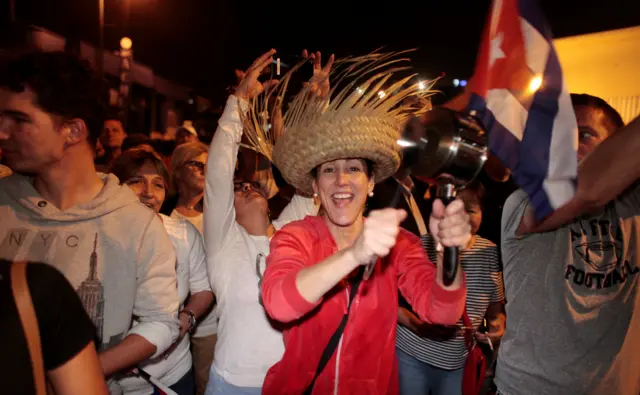 Cuban exiles dance in Little Havana, Miami