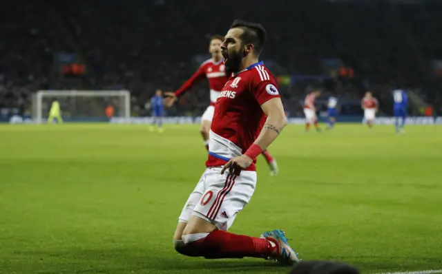 Negredo celebrates